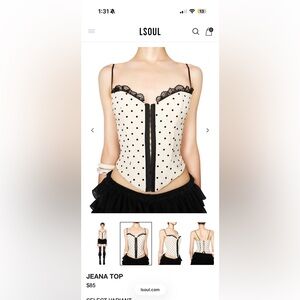Lsoul Jeana Polka Dot Corset Top - Black and White